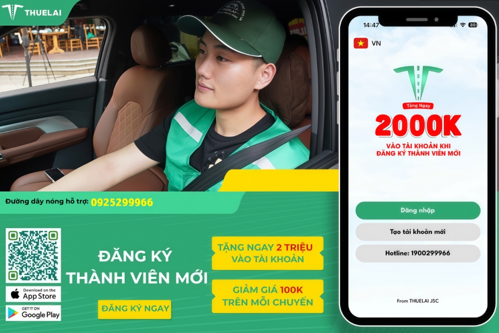 [HOT] Tải app Thuê Lái - Nhận ngay 2 triệu đồng vào tài khoản đăng ký mới