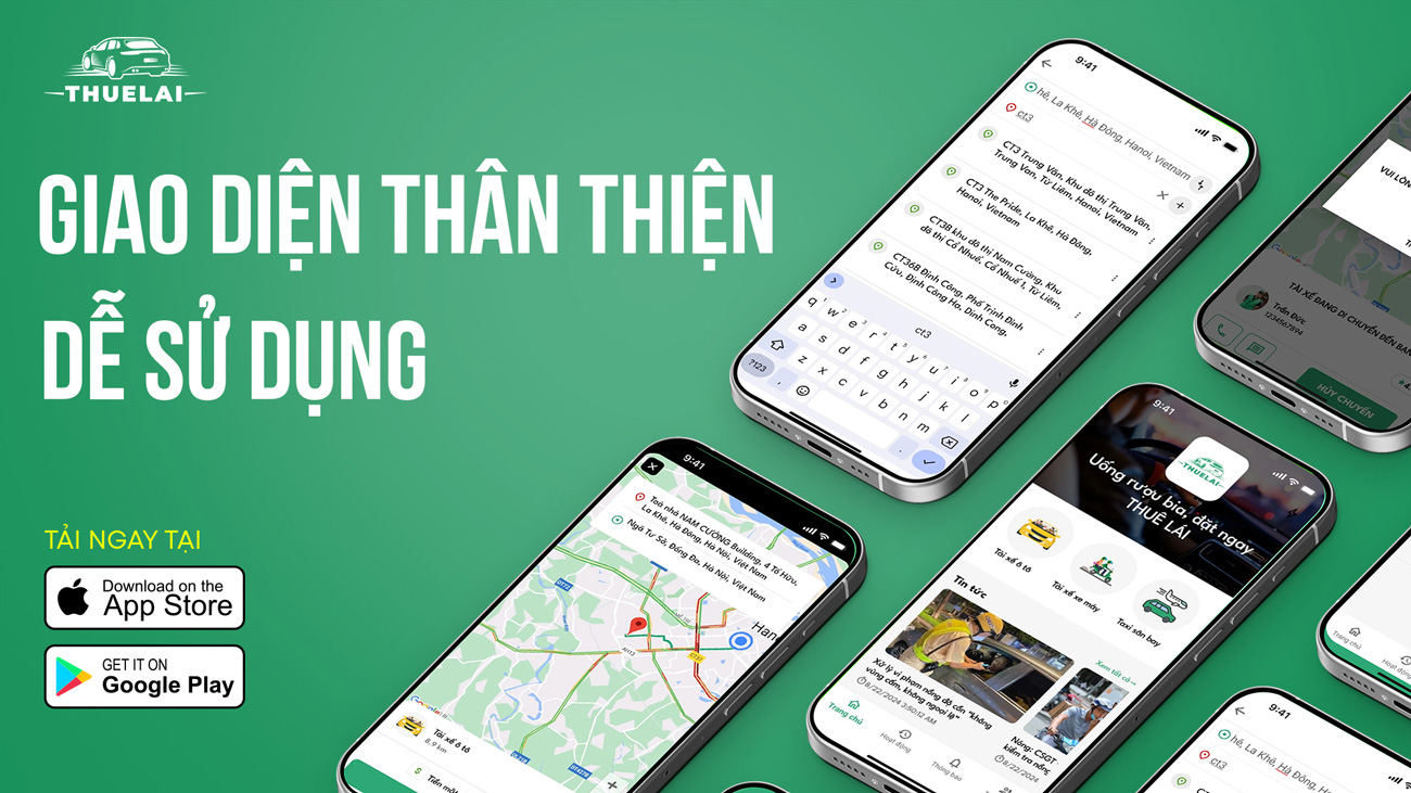 Ứng dụng cung cấp dịch vụ thuê tài xế lái xe tại quận Cầu Giấy