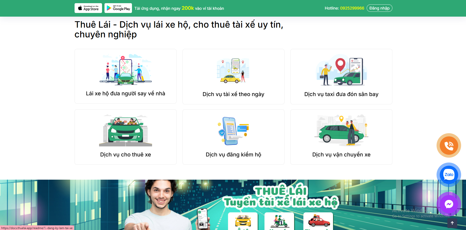 Các dịch vụ mà Thuê Lái cung cấp trên địa bàn quận Long Biên