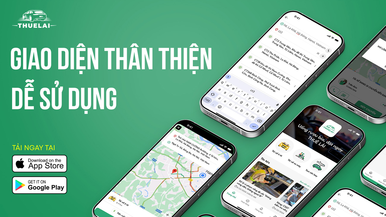 Ứng dụng Thuê Lái đang có mặt trên hệ điều hành IOS và Android