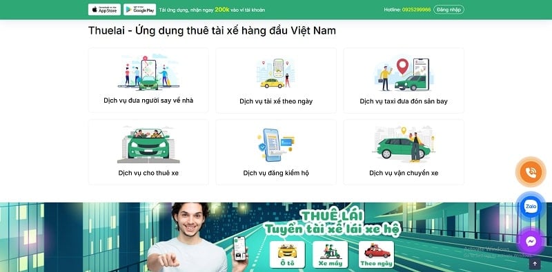 Biết trước giá cước thuê tài xế lái xe hộ trước khi đặt