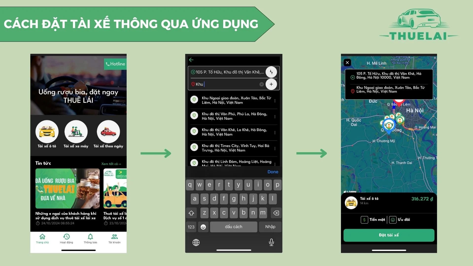 Cách đặt dịch vụ nhanh chóng trên ThueLai