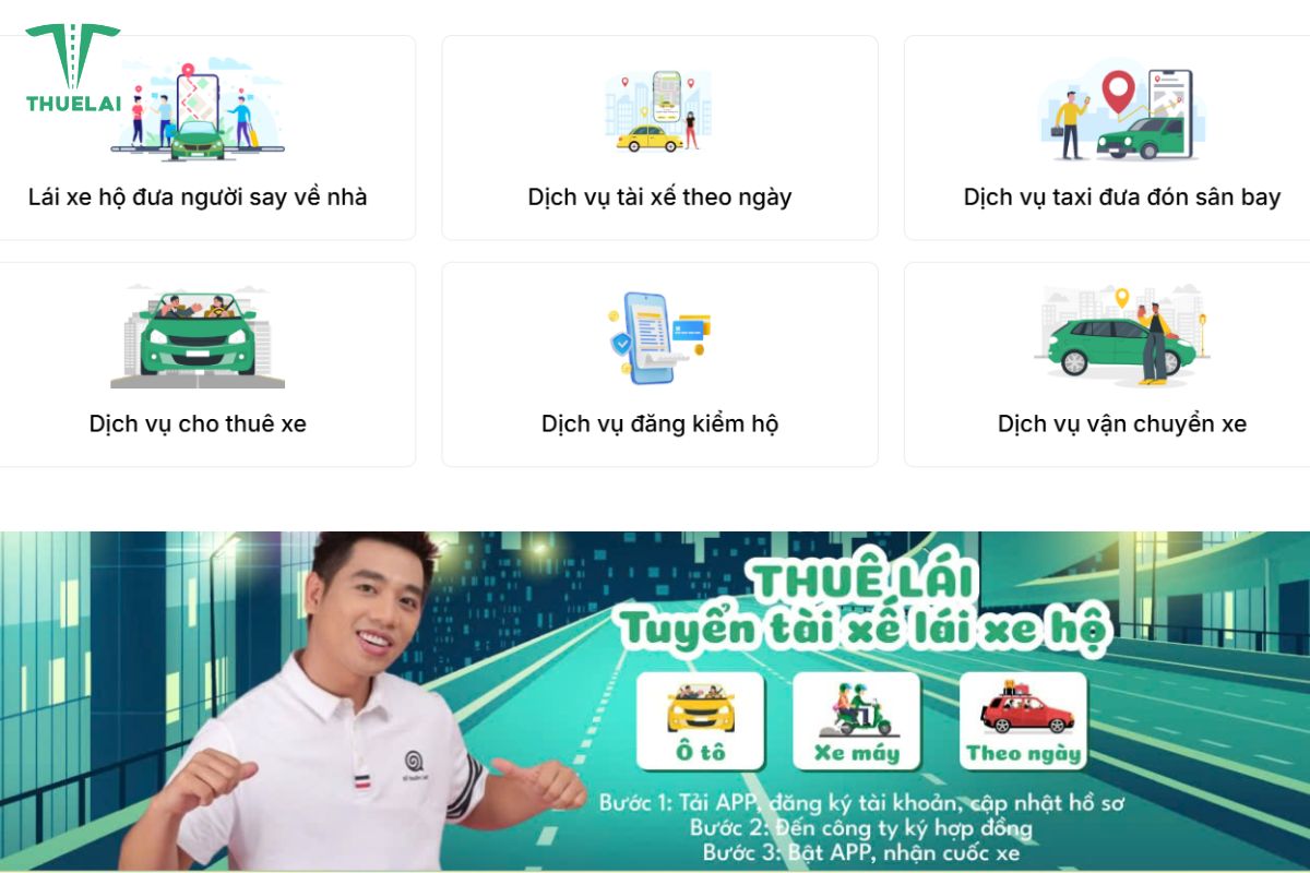 Hệ thống dịch vụ đa dạng của Thuê Lái