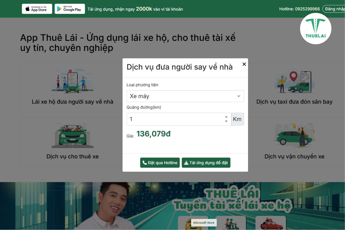 Giá dịch vụ lái hộ xe máy của Thuê Lái