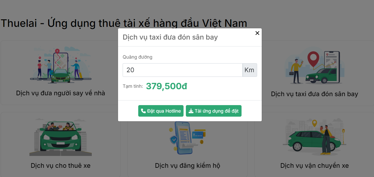 Khách hàng có thể dễ dàng tra cứu được chi phí di chuyển theo từng dịch vụ