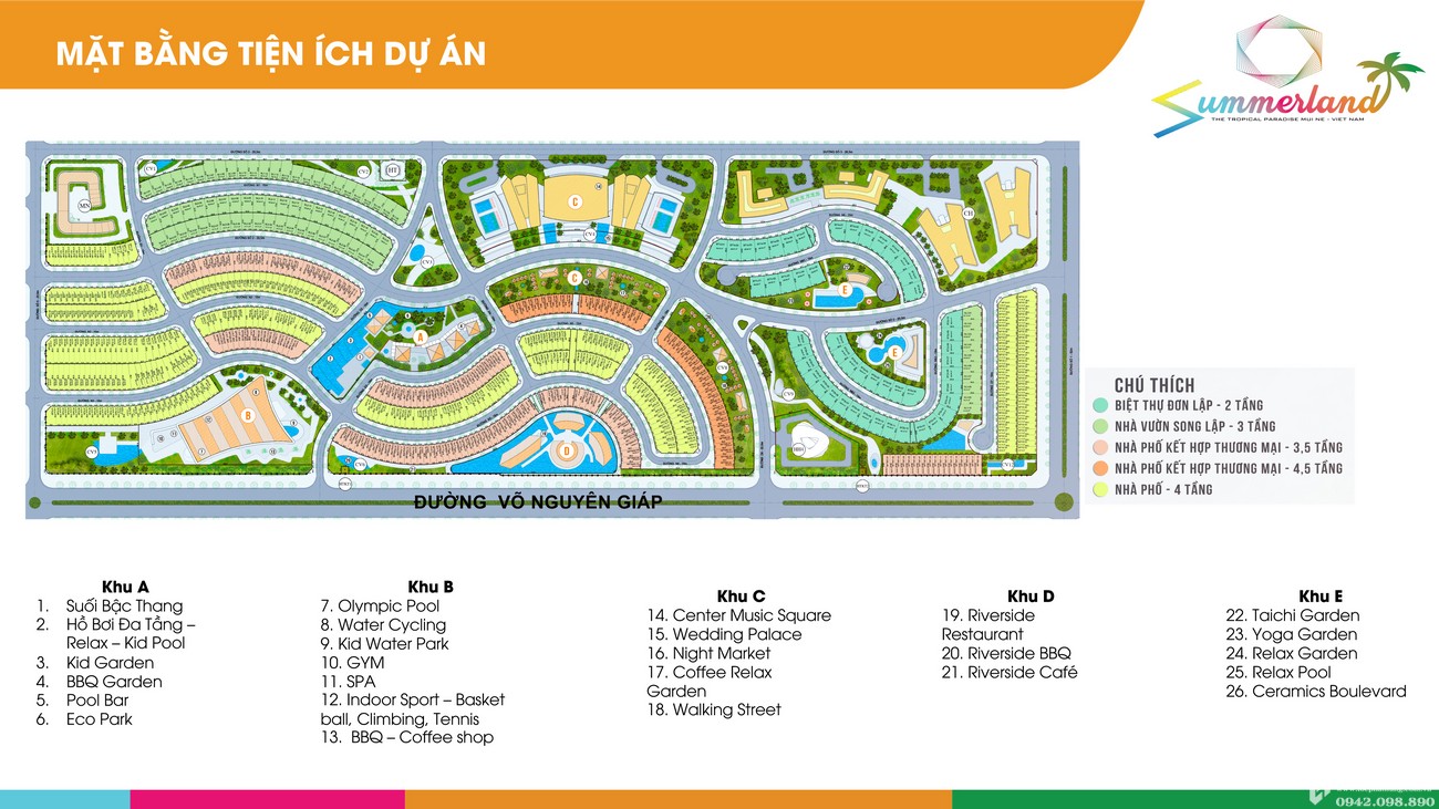 Mặt bằng tiện ích dự án Mũi Né Summerland