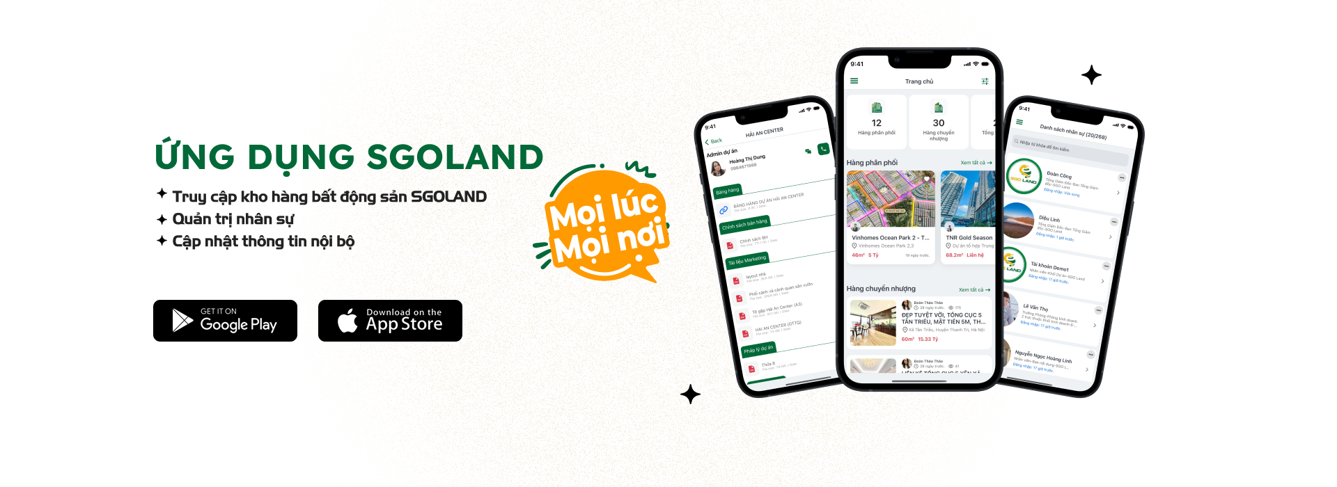 Giao diện bắt mắt của SGO Land app