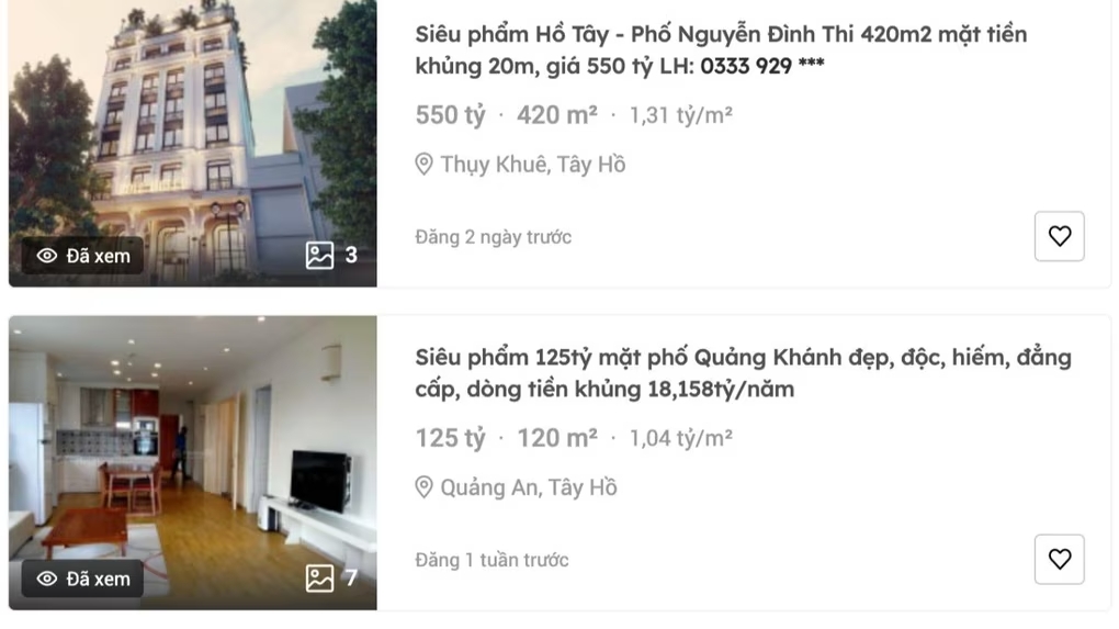 Rao bán nhà tại Nguyễn Đình Thi, Hồ Tây