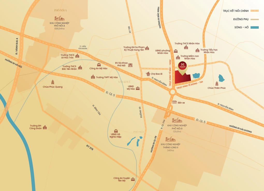 Majestic City nằm tại giao điểm hai trục đại lộ kinh tế