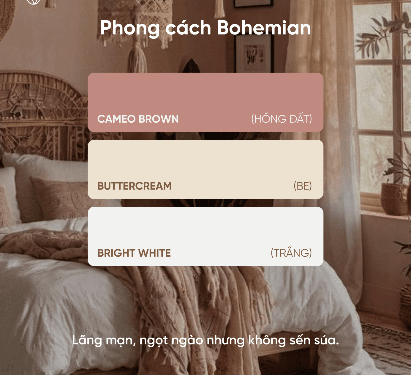 Tone màu quen thuộc của thiết kế nội thất phòng ngủ Bohemian