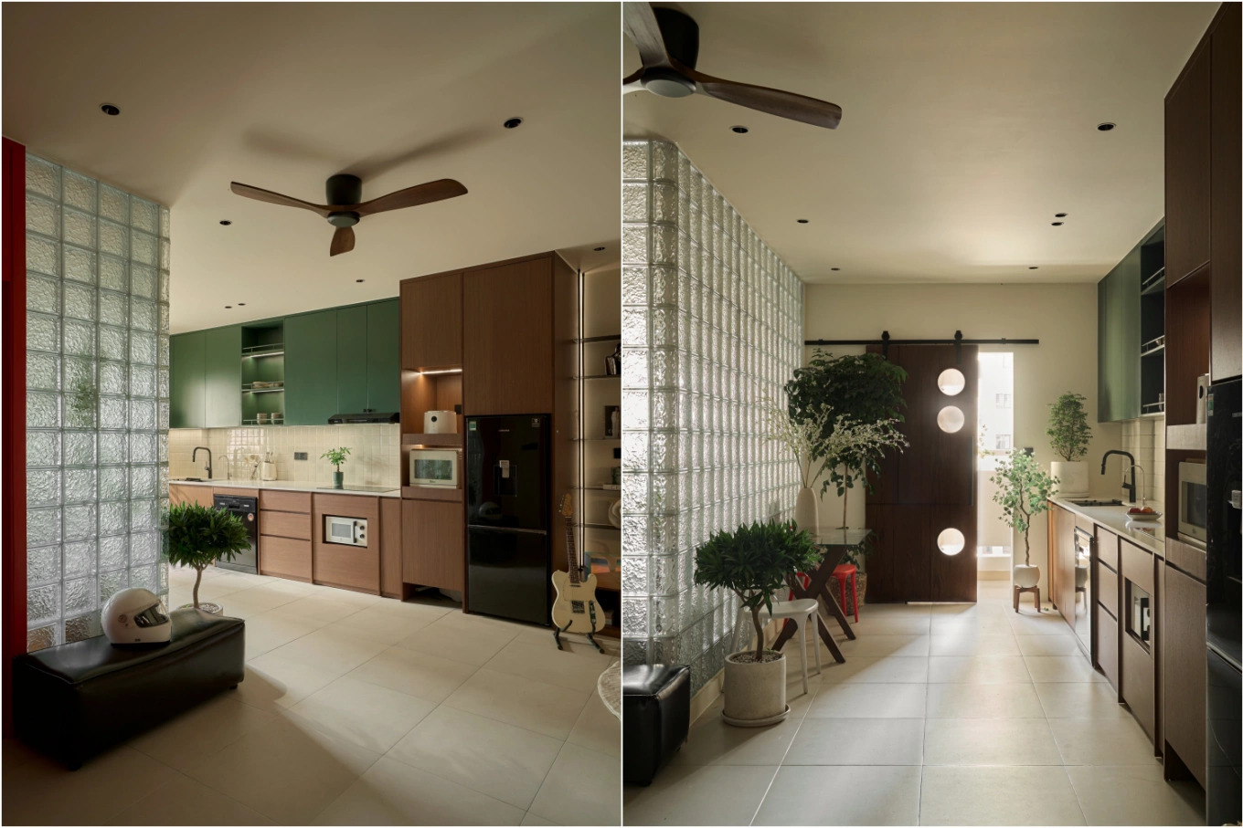 Thiết kế nội thất hiện đại sử dụng gạch kính