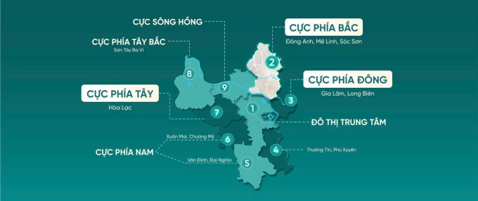 Hà Nội quy hoạch 9 cực tăng trưởng lấy sông Hồng làm trục cảnh quan trung tâm