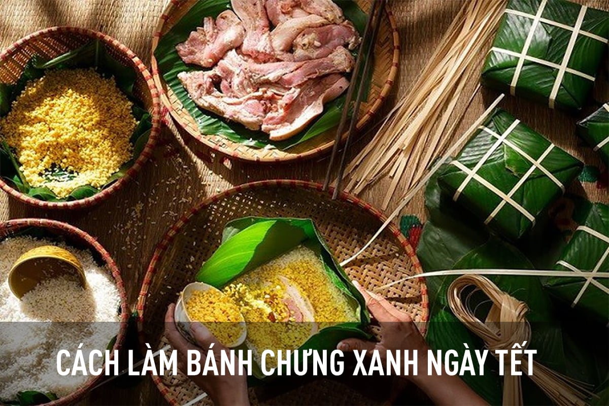 Sơ chế nguyên liệu trước khi gói bánh chưng