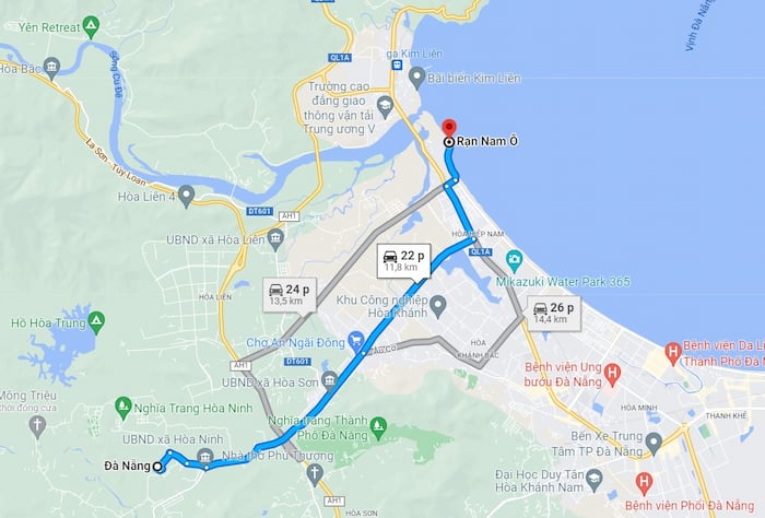 Bãi rạn Nam Ô cách trung tâm thành phố chừng 17km