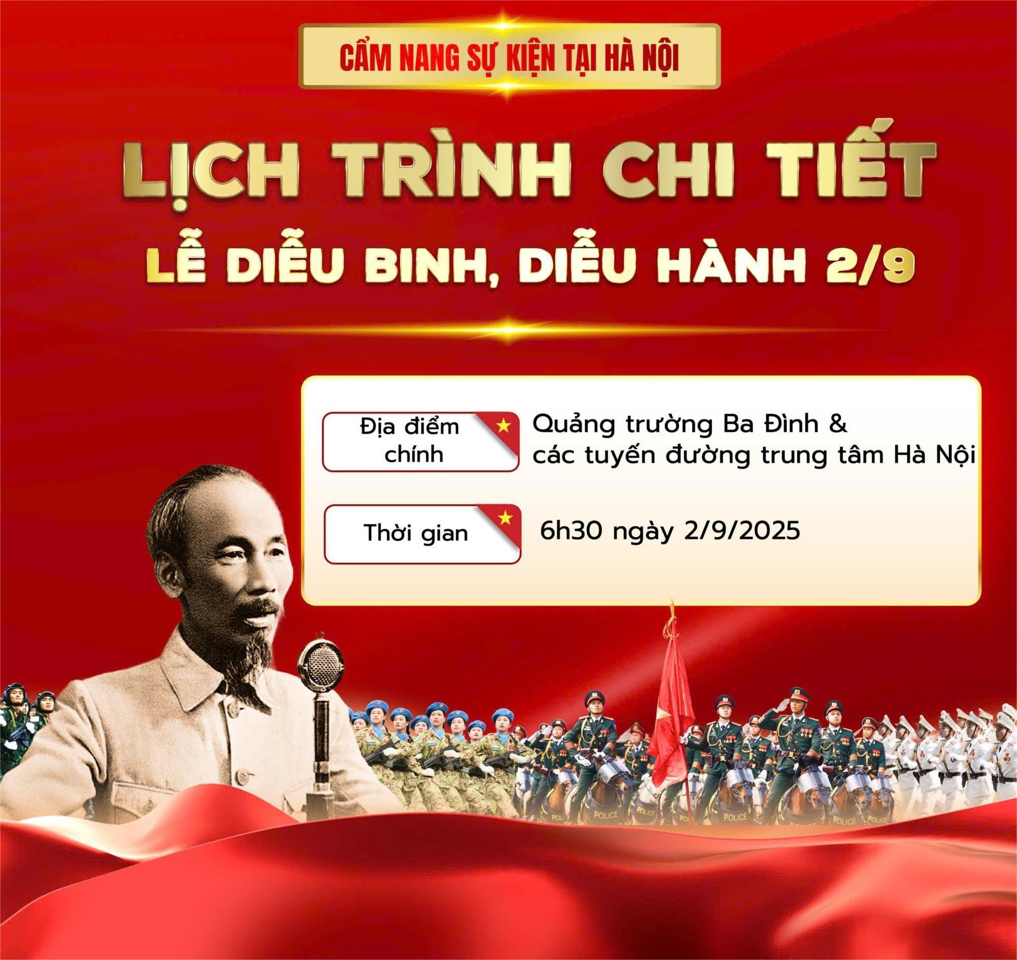 Lịch trình chi tiết Lễ diễu binh, diễu hành