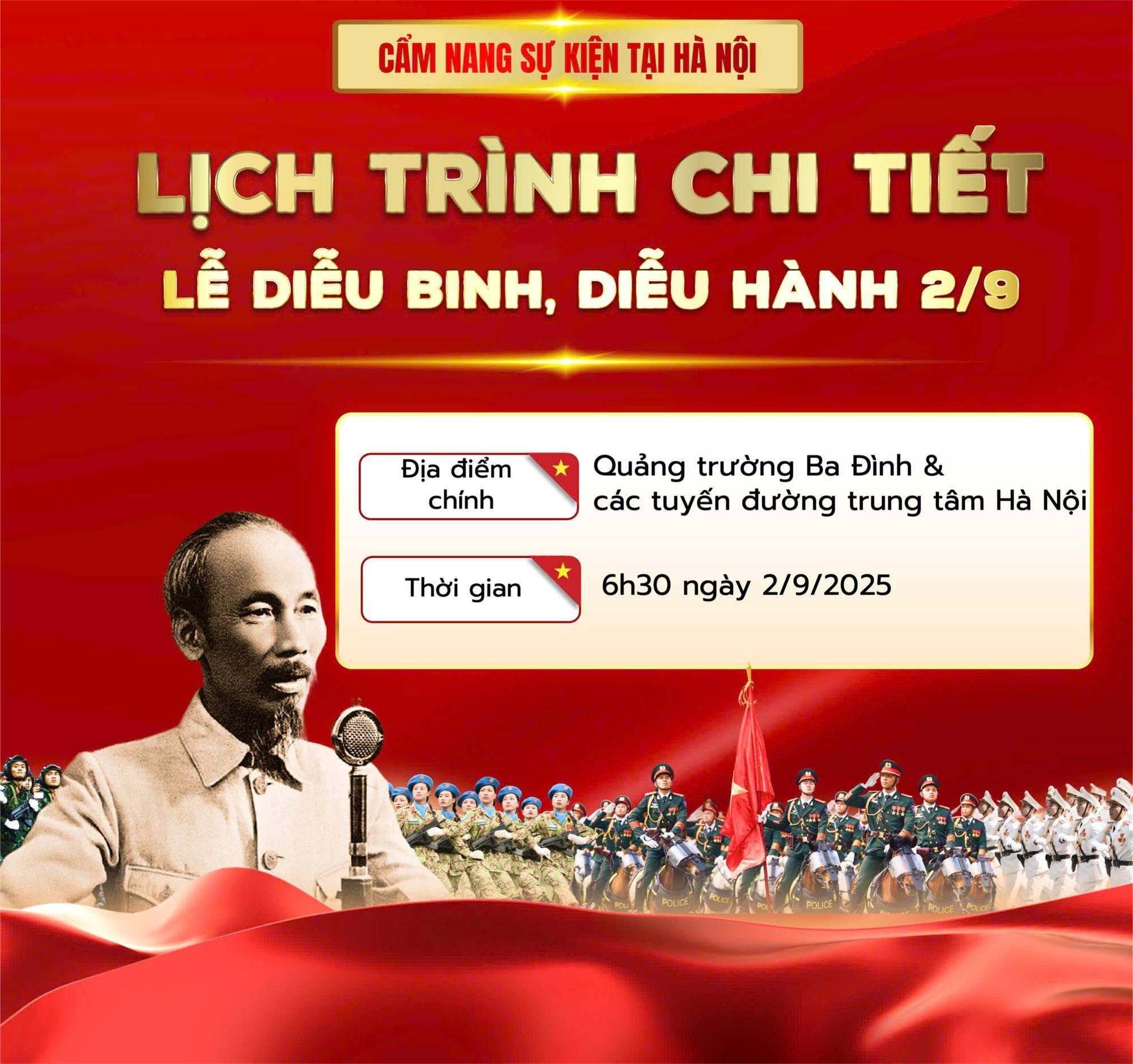 Lịch trình chi tiết lễ diễu binh, diễu hành 2/9