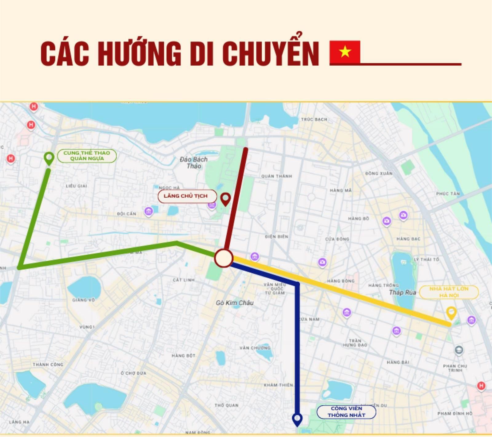 Các tuyến đường tổ chức diễu binh, diễu hành 2/9