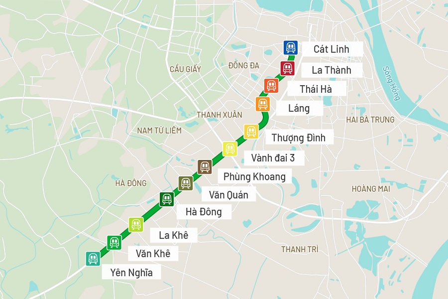 Hệ thống các nhà ga của tuyến tàu điện số 2A