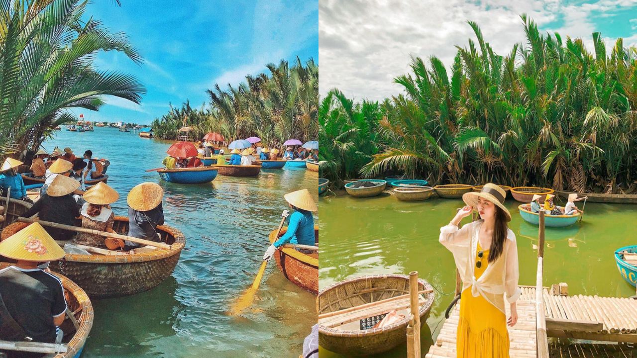 Du khách du lịch tại rừng dừa bảy mẫu