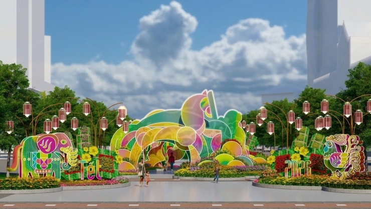 Đại cảnh Ngựa 9 hồng mao cao 6.4m