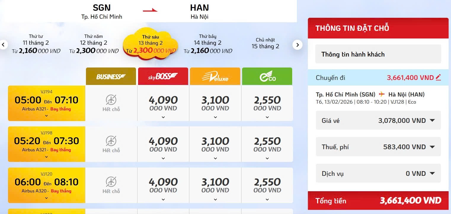 Giá vé máy bay trước Tết